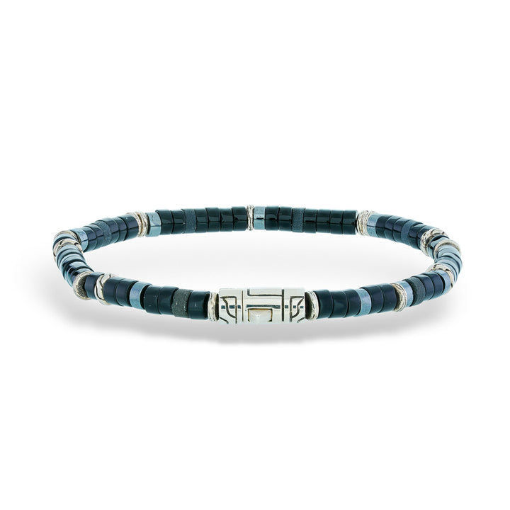 Heishi Silver Bracelet with Black Onyx and Hematite Beads by John Hardy
