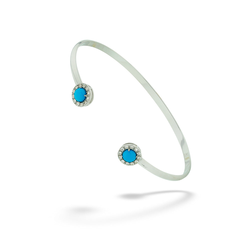 Turquoise and White Topaz Cuff by Samuel B.