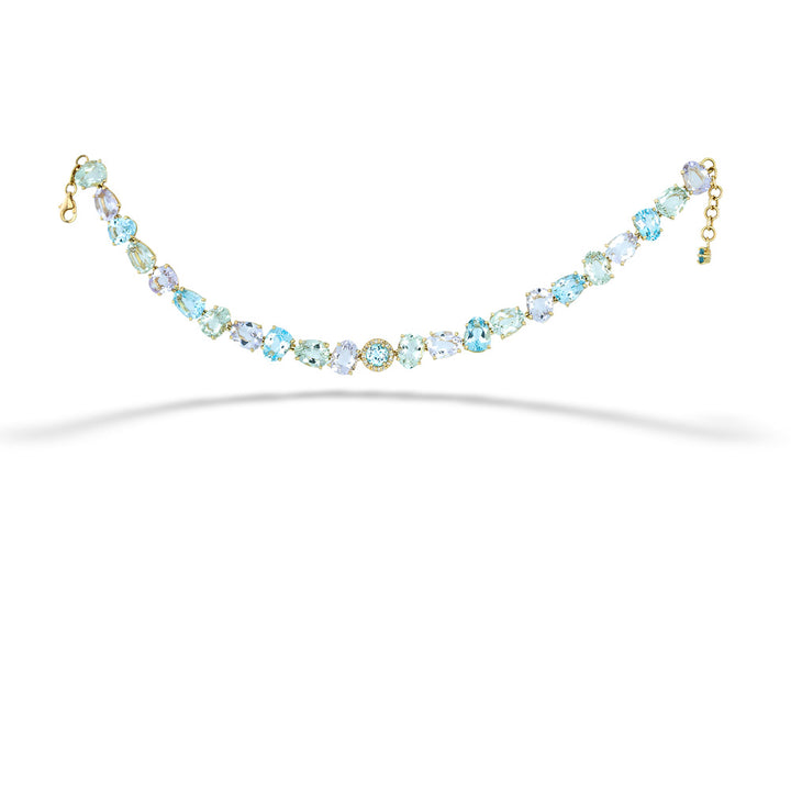 Rose De France Amethyst, Blue Topaz, and Paziolite Bracelet by Vianna Brasil 