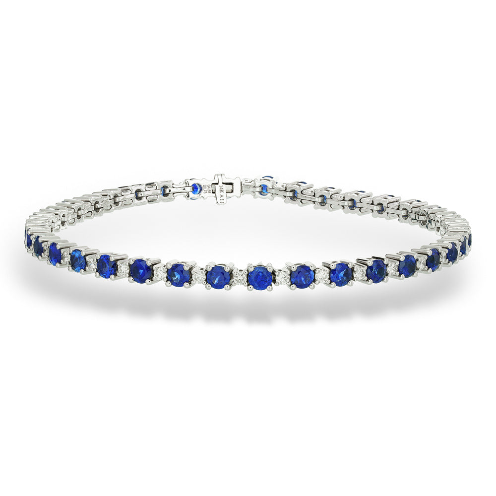 Blue Sapphire and Diamond Tennis Bracelet