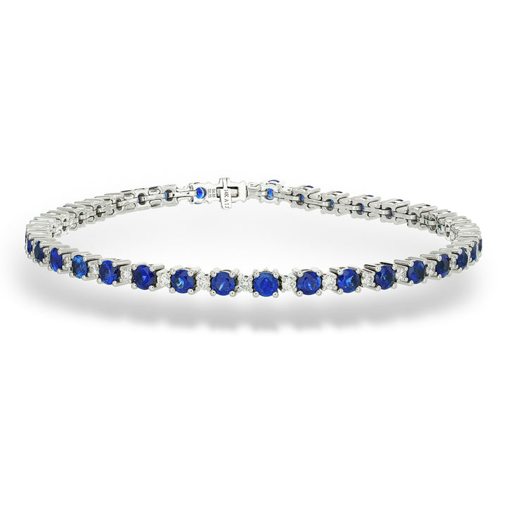 Blue Sapphire and Diamond Tennis Bracelet