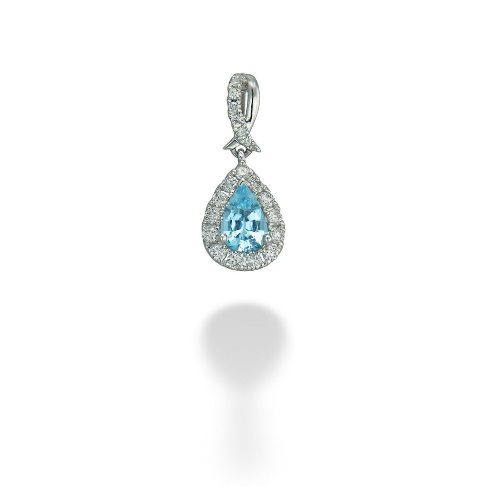 Pear-Shaped Aquamarine & Diamond Pendant