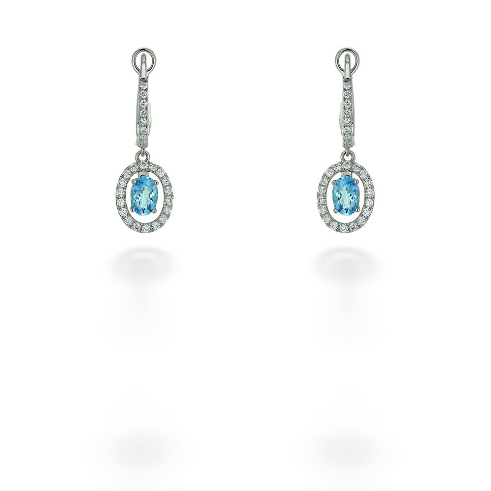 Aquamarine &  Diamond Drop Earrings