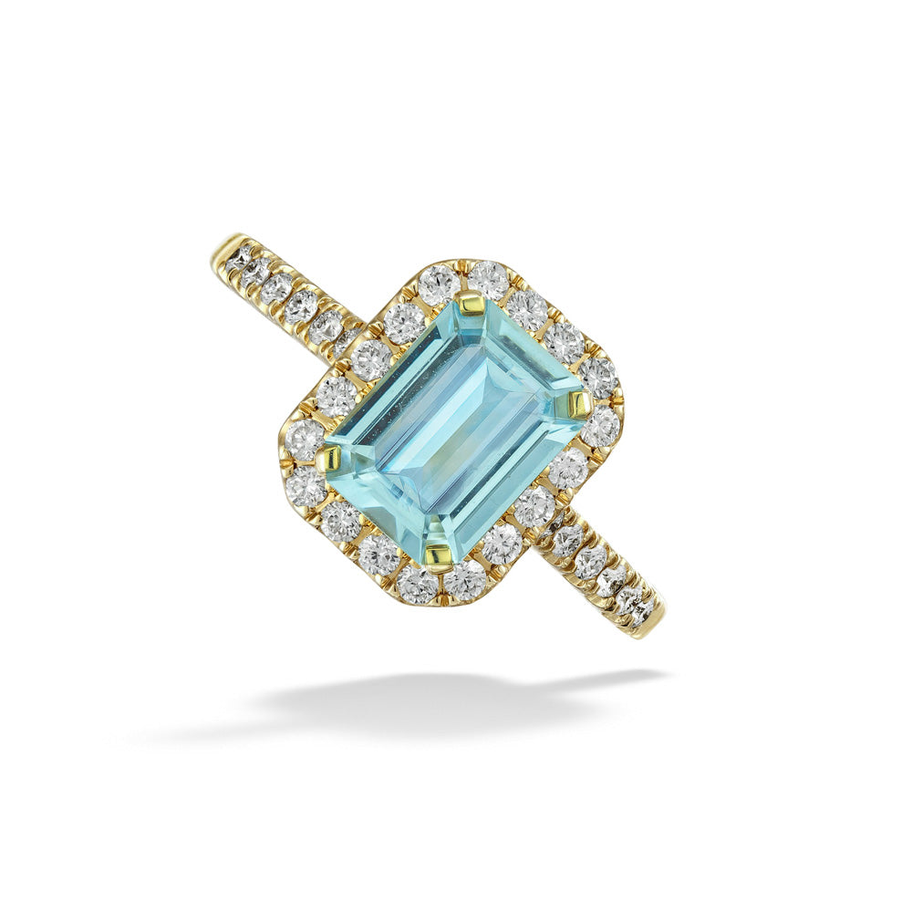 1.09ct Aquamarine & Diamond Halo Ring