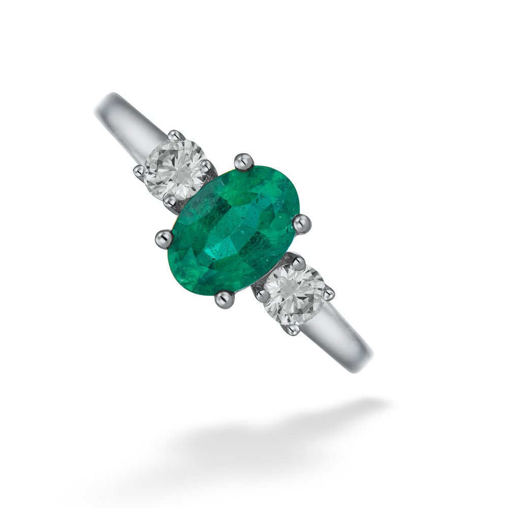 0.76ct Emerald & Diamond Ring