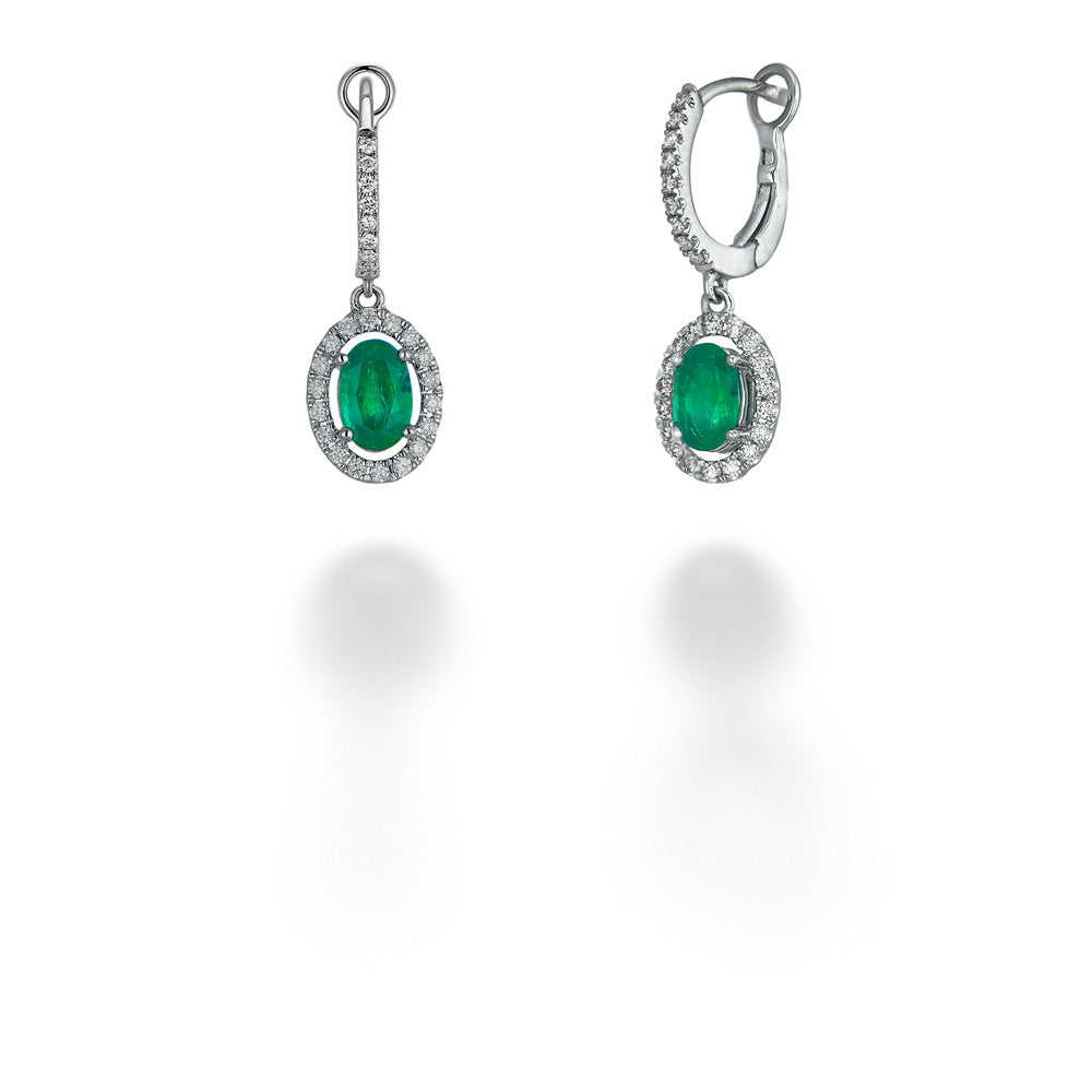 Emeralds & Diamond Dangle Earrings