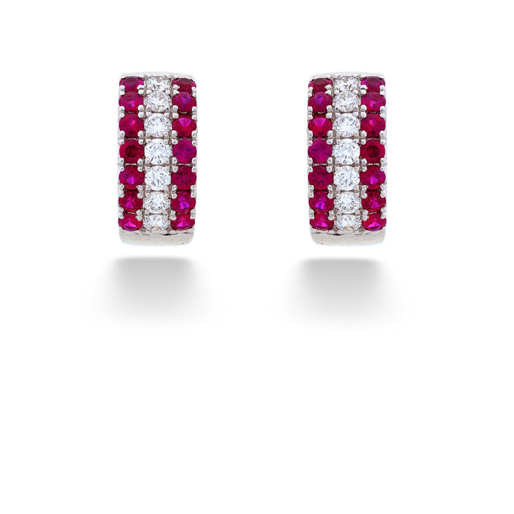 Ruby and Diamond Huggie Earrings