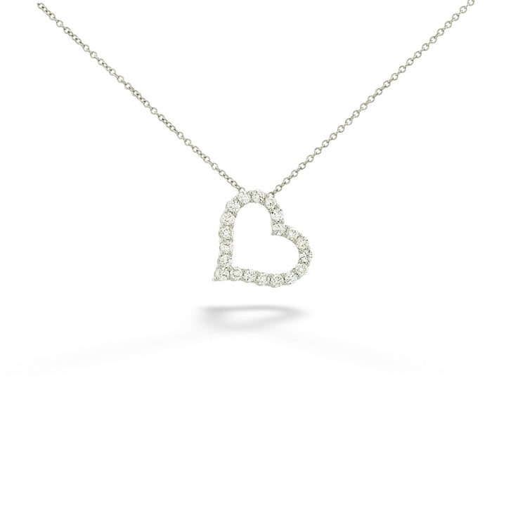 14K White Gold Diamond Heart Pendant Necklace