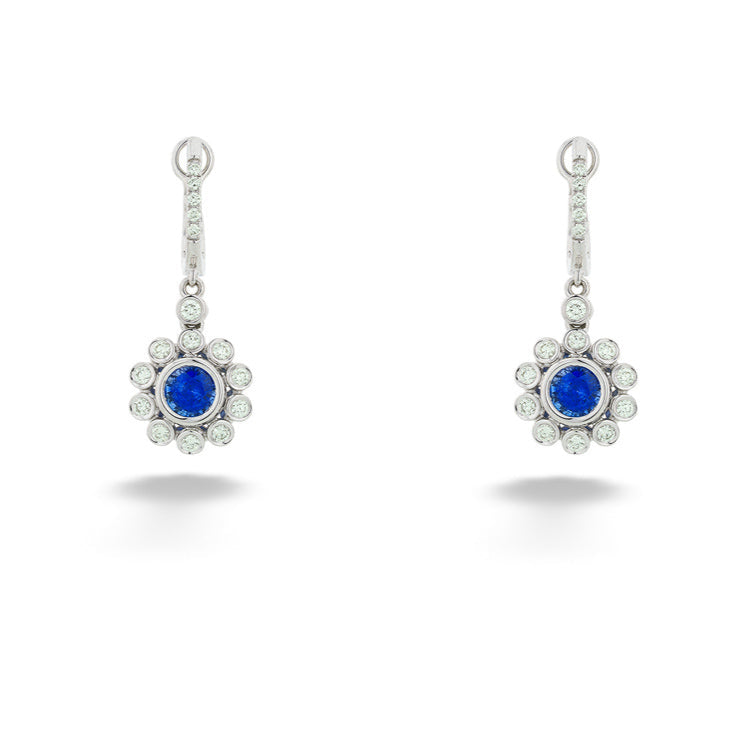 14ky 0.94cttw Blue Sapphire & 0.33tdw Diamond Drop Earrings