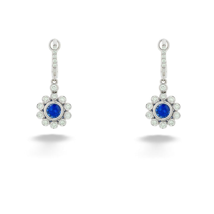 14ky 0.94cttw Blue Sapphire & 0.33tdw Diamond Drop Earrings