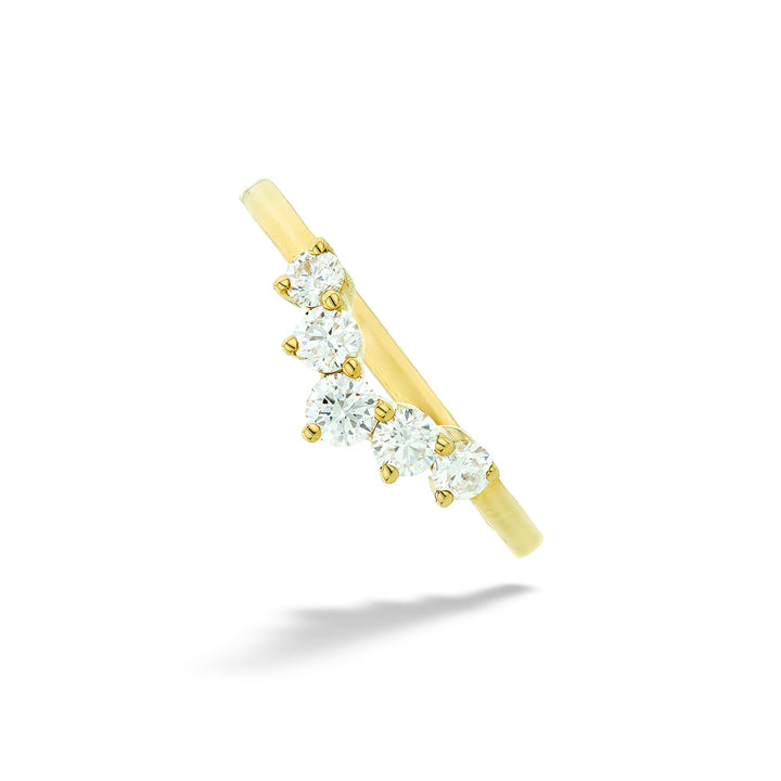 14K Yellow Gold Curved Diamond Band