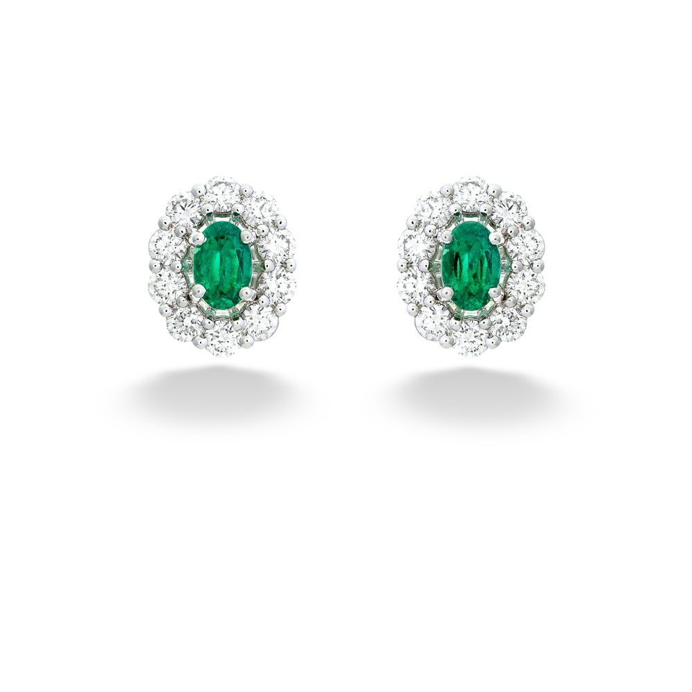  Emerald and Diamond Halo Earrings 