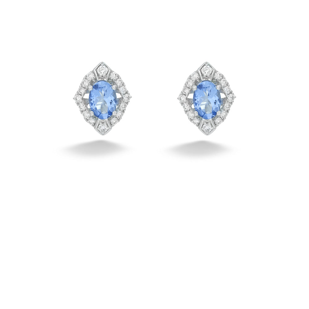 Aquamarine and Diamond Stud Earrings
