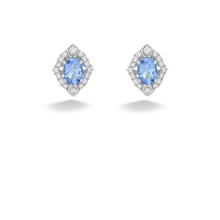 Aquamarine and Diamond Stud Earrings