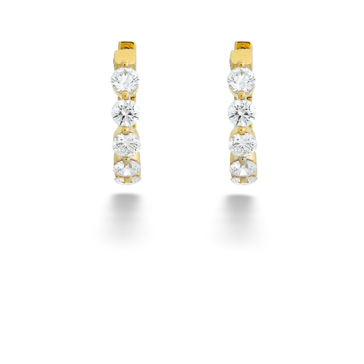 18K Gold Diamond Hoops