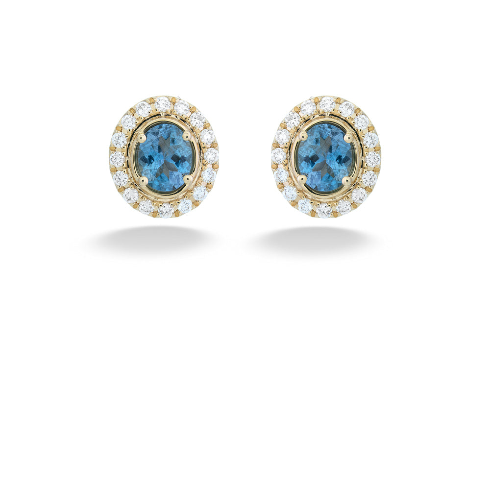 Aquamarine Diamond Halo Stud Earrings