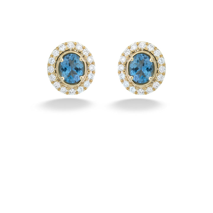 Aquamarine Diamond Halo Stud Earrings
