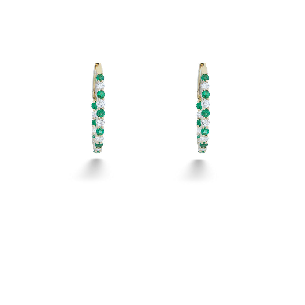 Emerald and Diamond Inside-Out Hoops