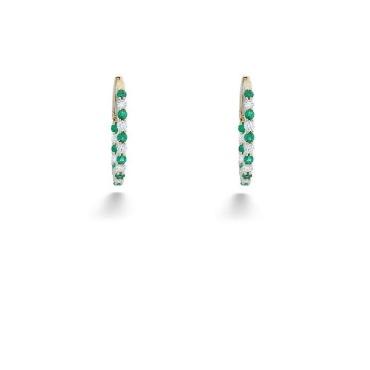 Emerald and Diamond Inside-Out Hoops