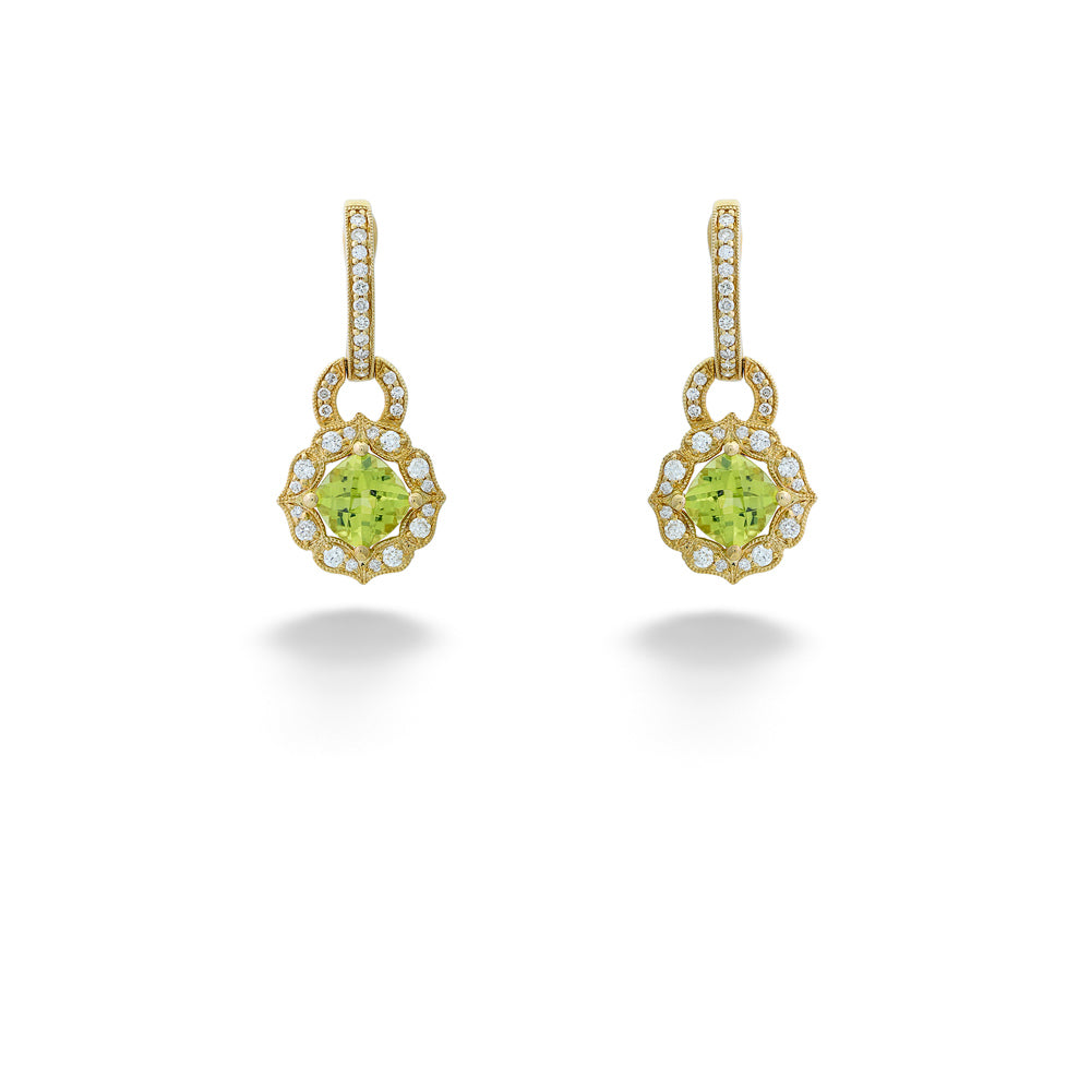 Peridot and Diamond Dangle Earrings