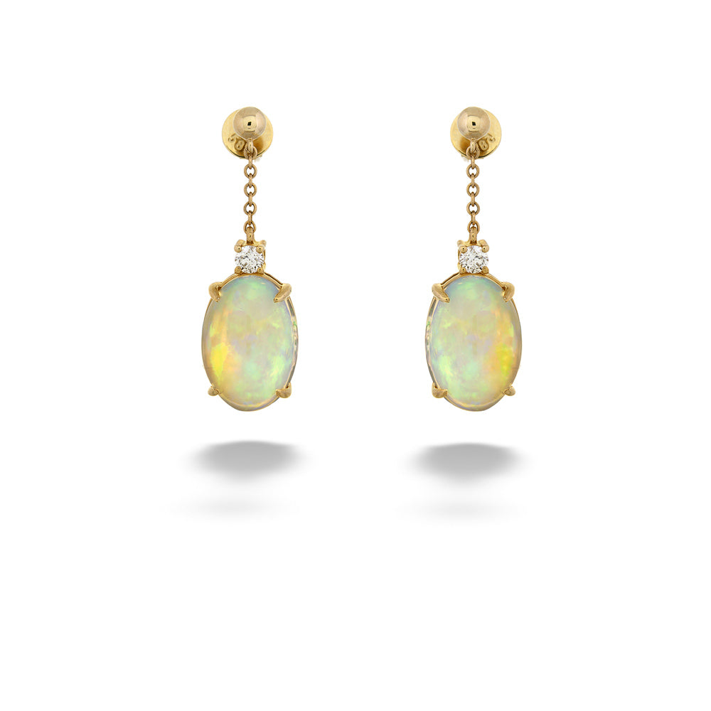 Opal and Diamond Dangle Earrings