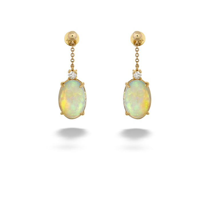 Opal and Diamond Dangle Earrings