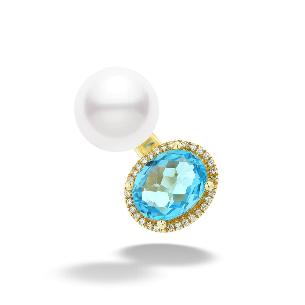 Pearl and Blue Topaz Ring