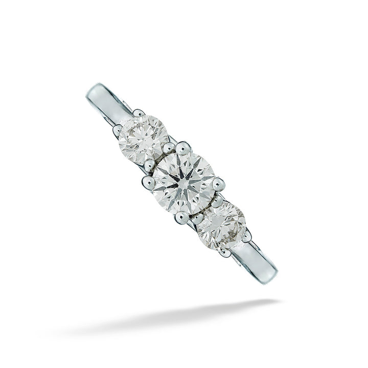 14K White Gold Three Stone Diamond Engagement Ring