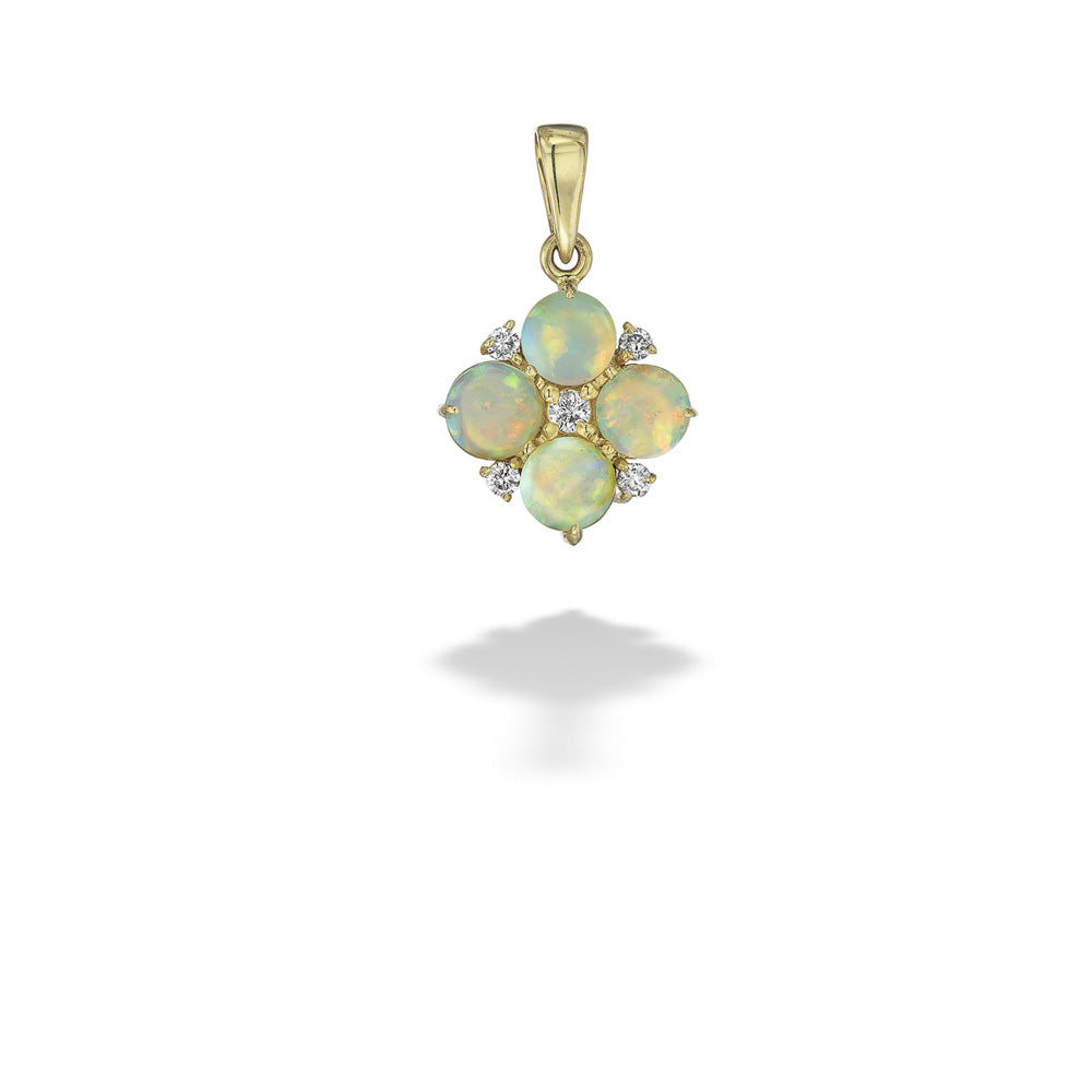 Opal & Diamond Cluster Pendant