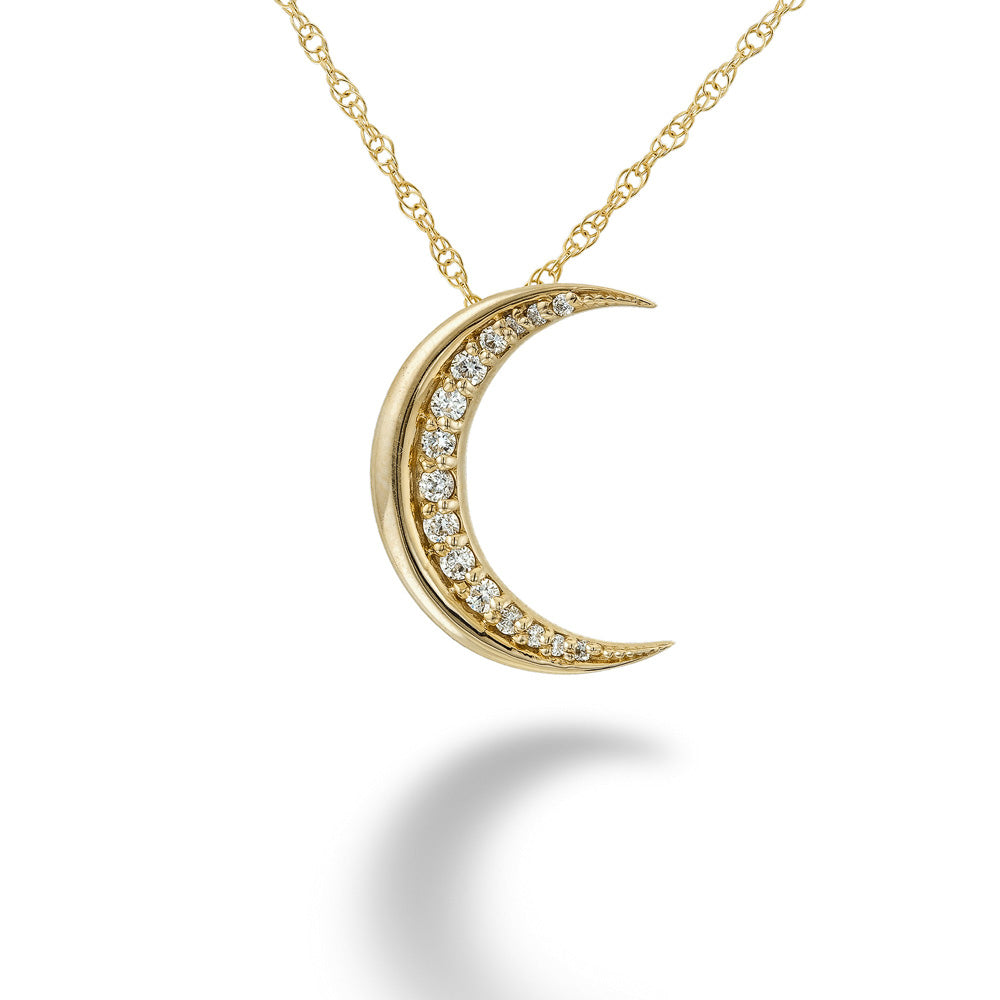 Diamond Crescent Moon Pendant & Chain