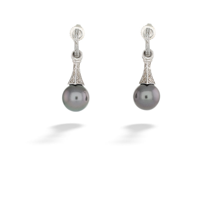 Tahitian Pearl Drop Earrings by Anatoli