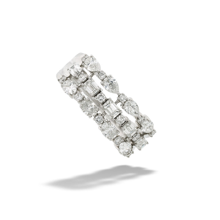 Multi-Shape  3-Row Diamond Ring