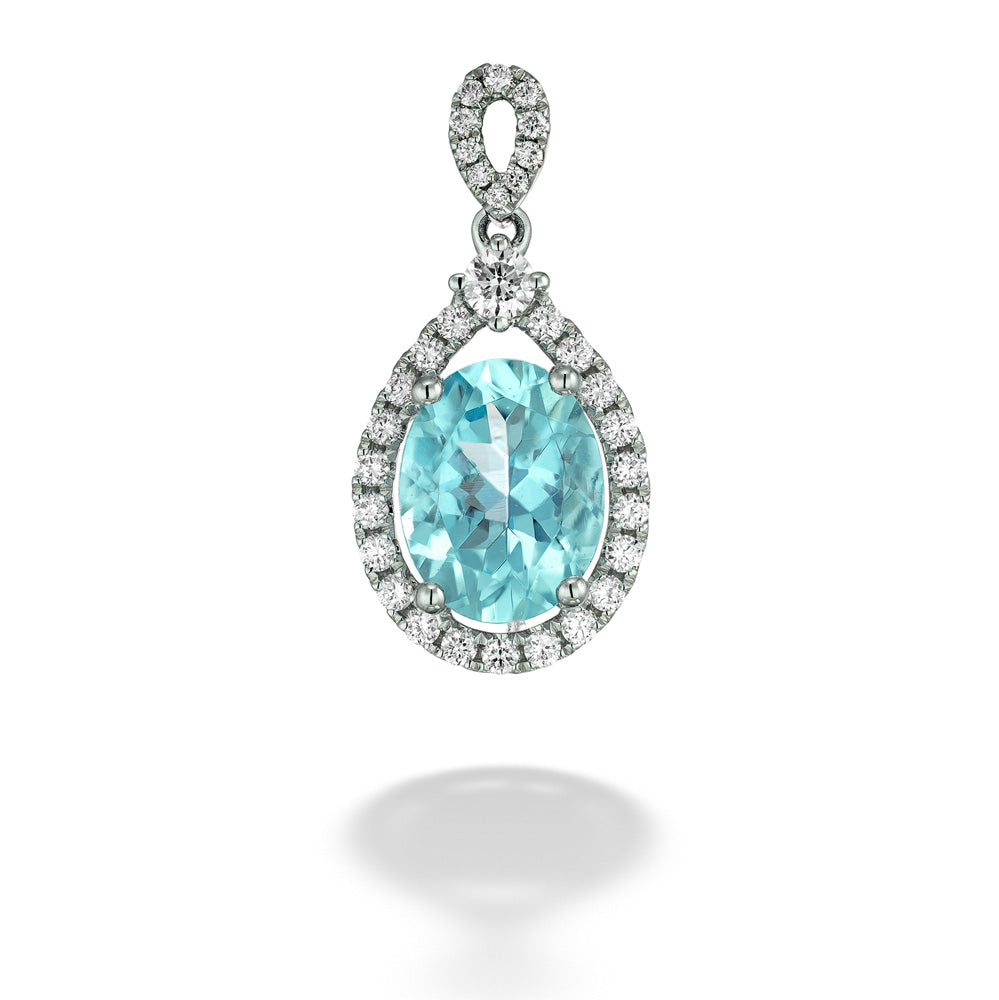 Aquamarine & Pear-Shaped Diamond Pendant
