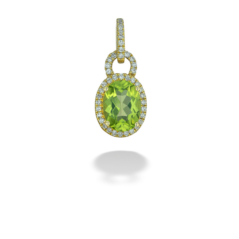 Peridot & Diamond Halo Pendant