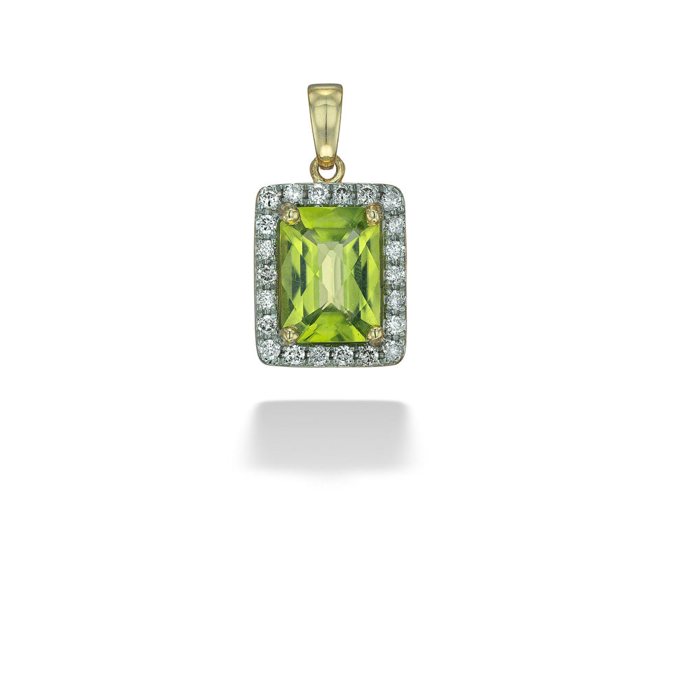 Peridot & Diamond Halo Pendant