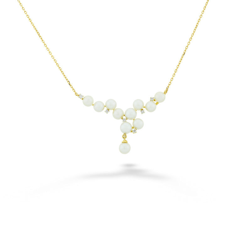 Pearl and Diamond "V" Necklace - 16-18"