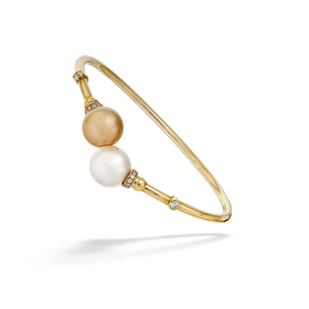 South Sea Pearl & Diamond Open Bangle