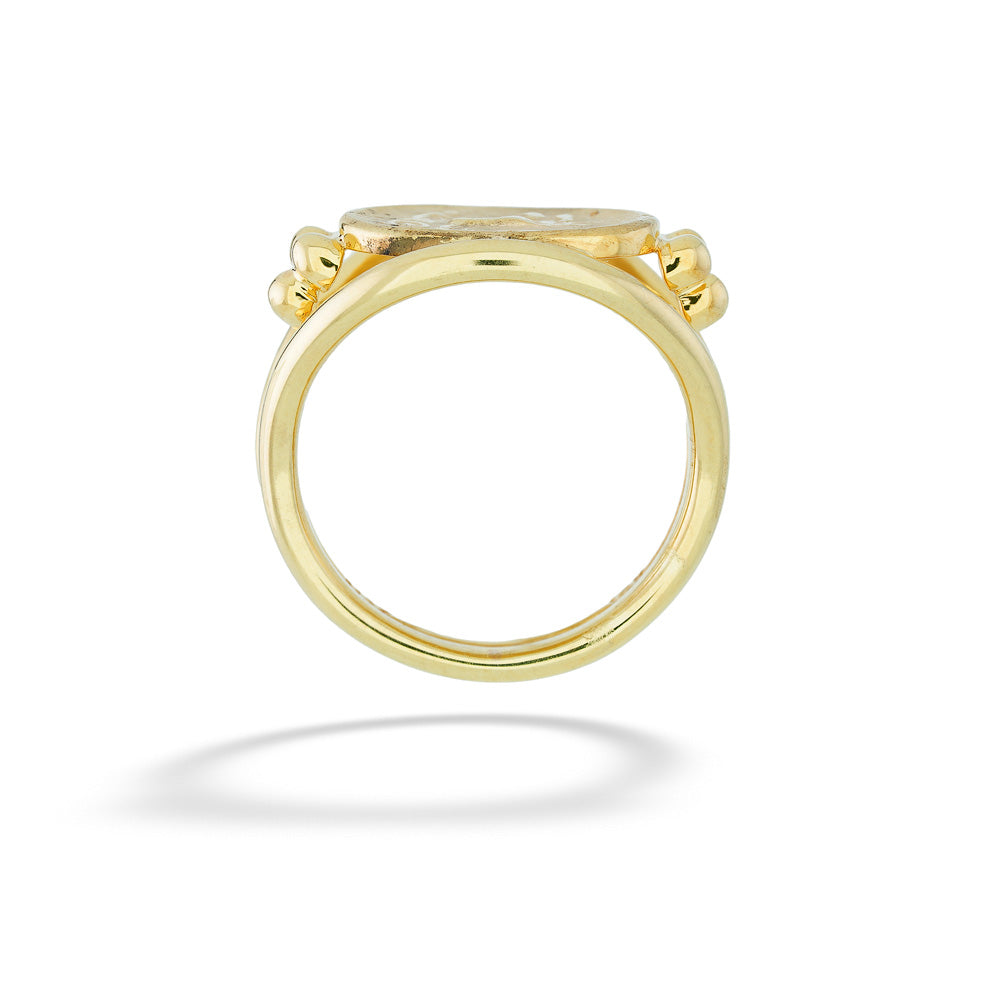 Gold ring with a diamond on a white background "Cavallo" Chariott Ring by Mazza