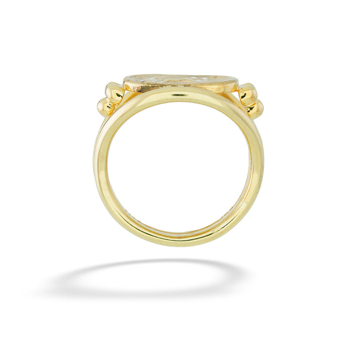 Gold ring with a diamond on a white background "Cavallo" Chariott Ring by Mazza