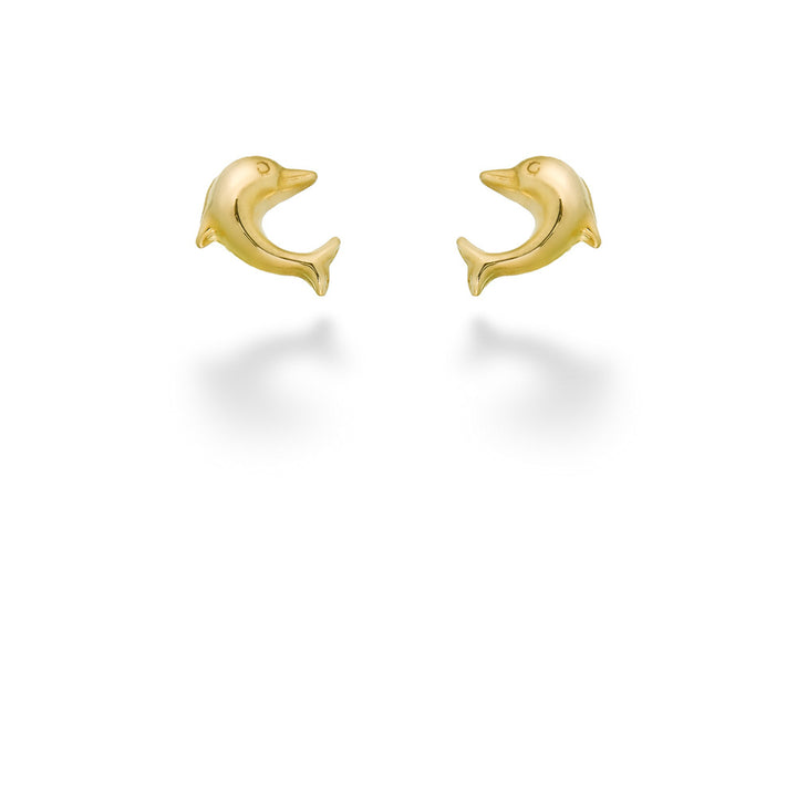 14K Yellow Gold Dolphin Earrings