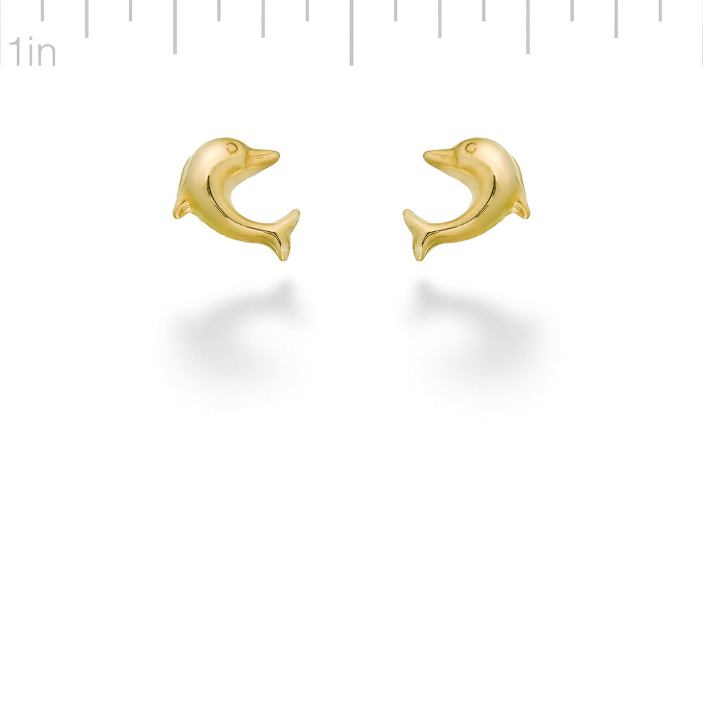 14K Yellow Gold Dolphin Earrings