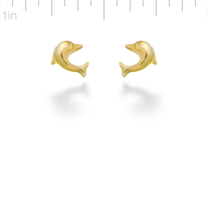 14K Yellow Gold Dolphin Earrings