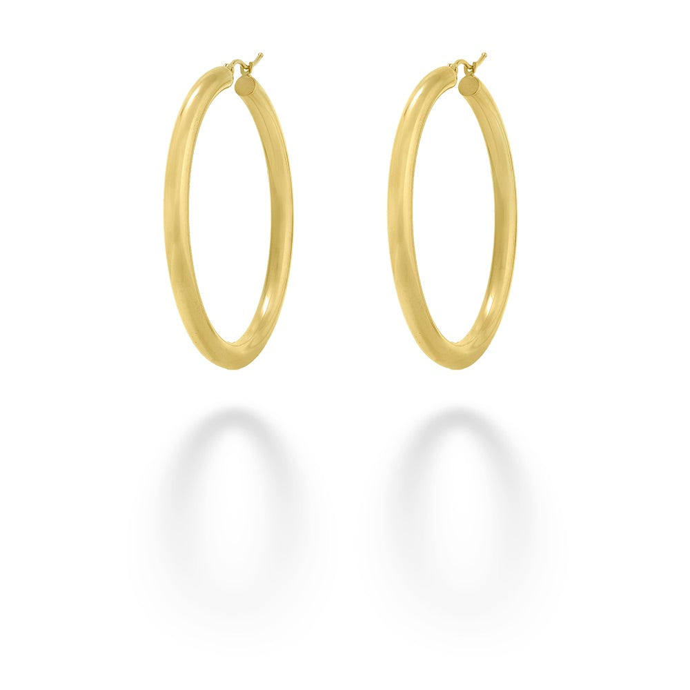 14K Yellow Gold Polished Tube Hoops