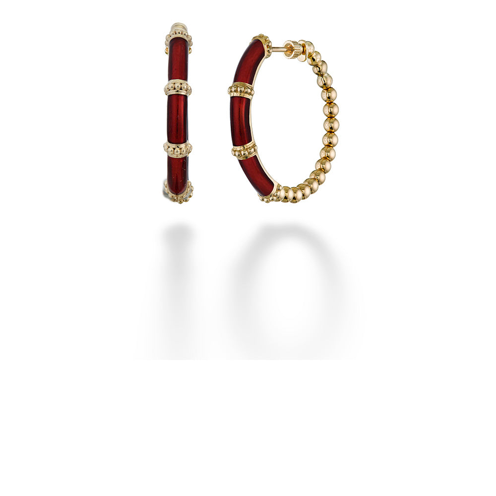 Dark Red Enamel Bujukan Hoops by Gabriel & Co.