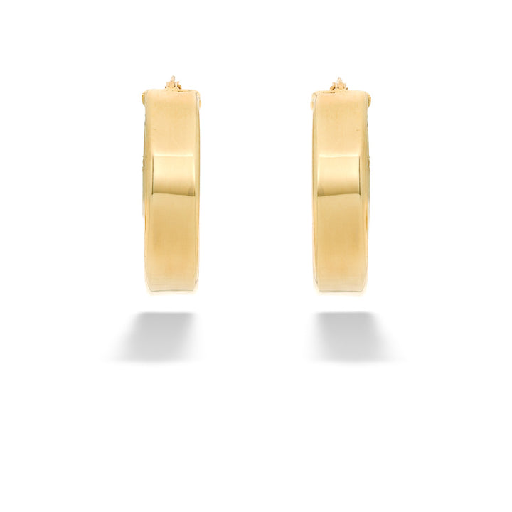 10K Yellow Gold Polished and Textured Hoop Earrings