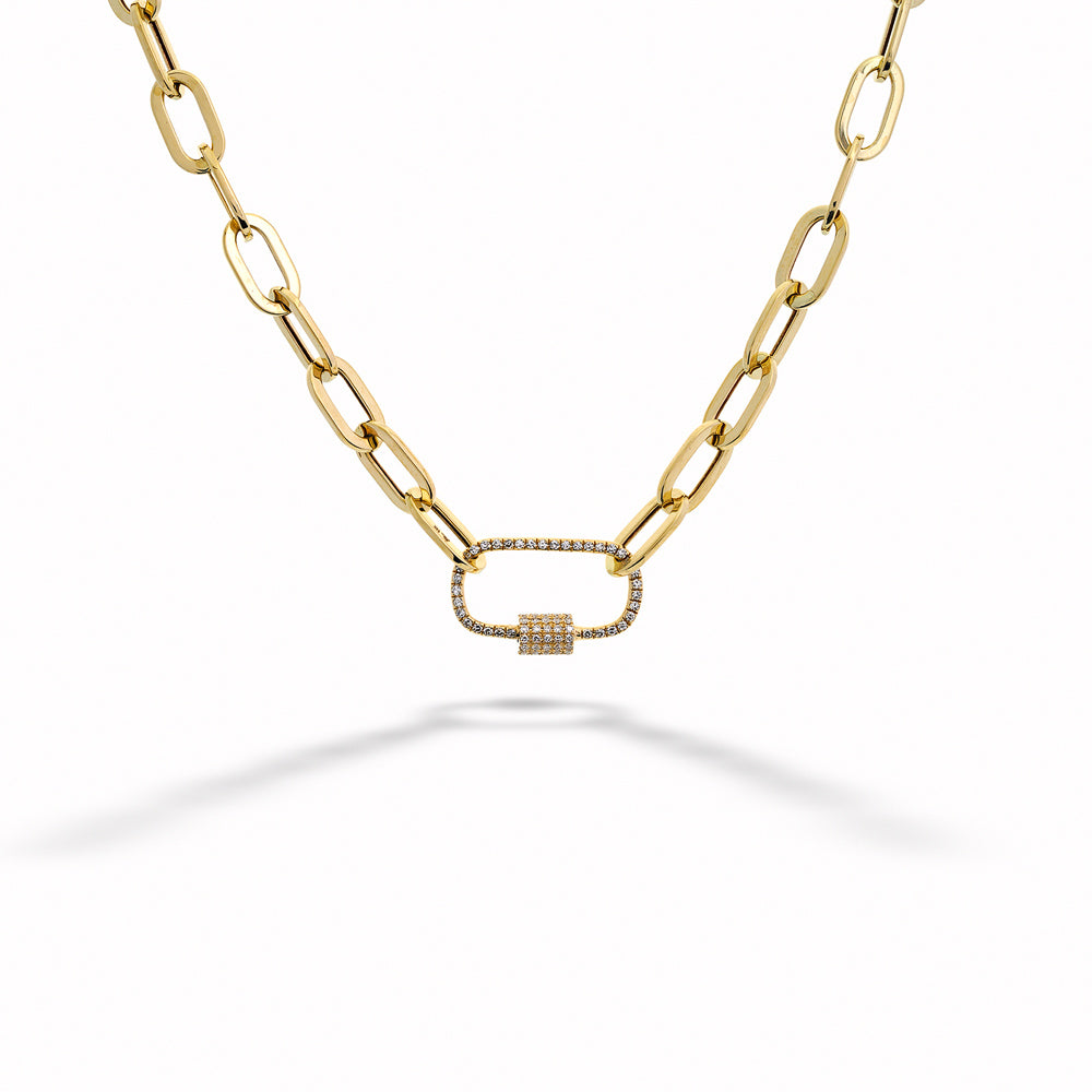 Diamond Paper Clip Link Necklace by Shy Creation