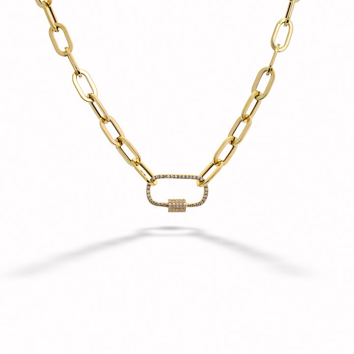 Diamond Paper Clip Link Necklace by Shy Creation