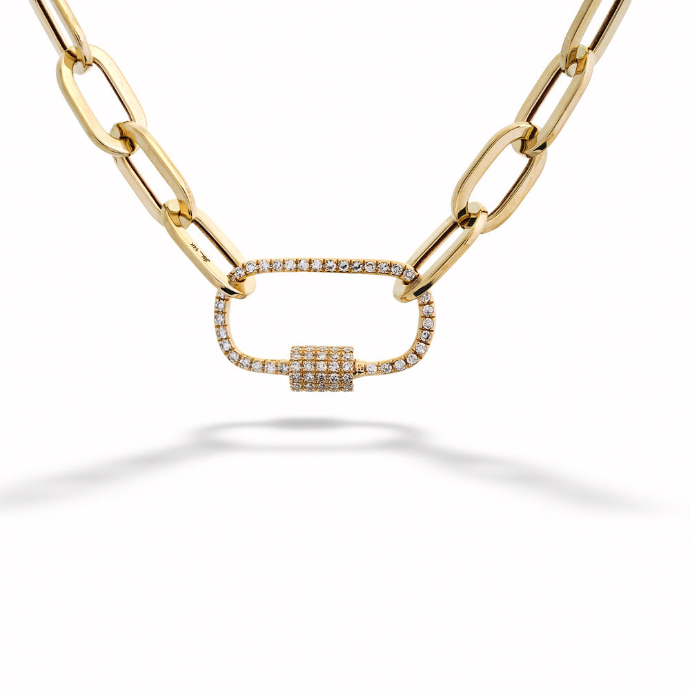 Diamond Paper Clip Link Necklace by Shy Creation