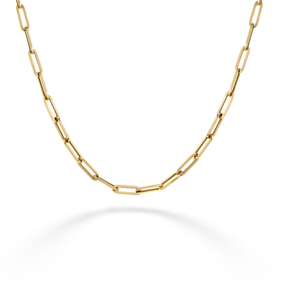 14K Gold Paperclip Chain Necklace - 20"