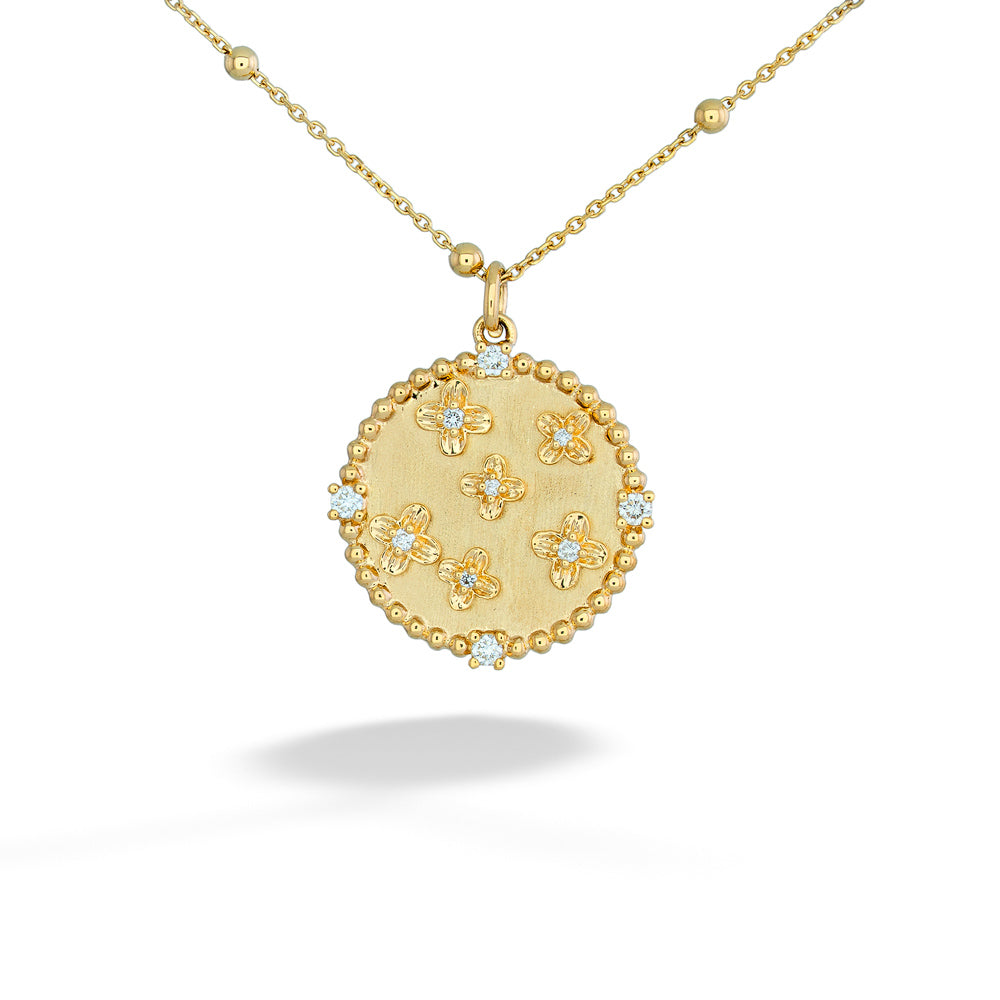 Diamond Flower Pendant Necklace by Shy Creation